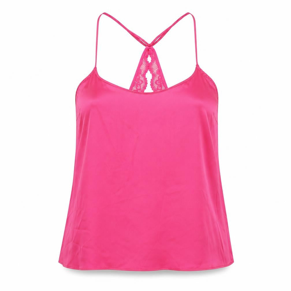 Marks and Spencer Womens Pink Solid Polyester Cami Pyjama Top Size S
