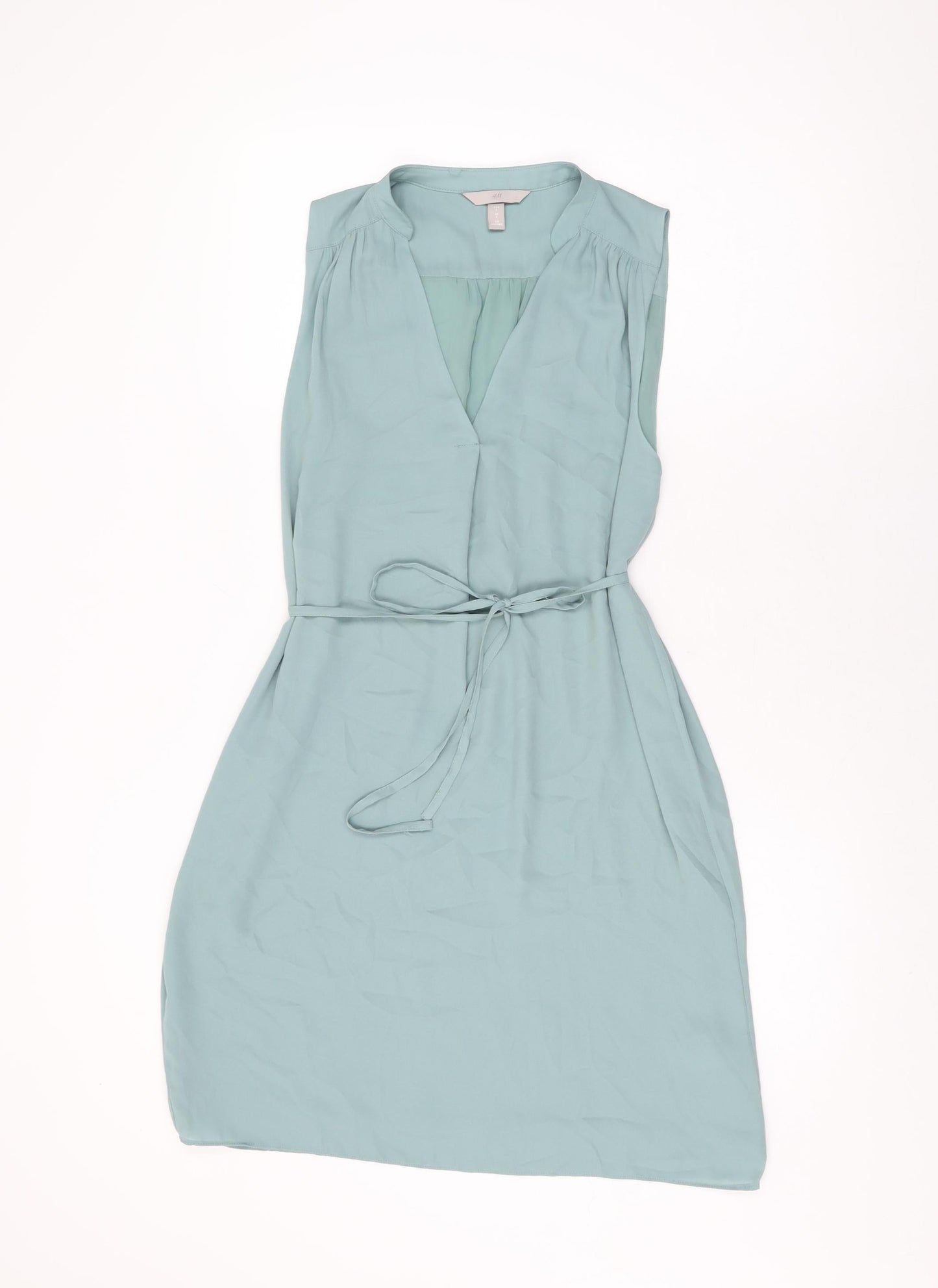 H&M Womens Blue Polyester Shift Size S V-Neck Pullover
