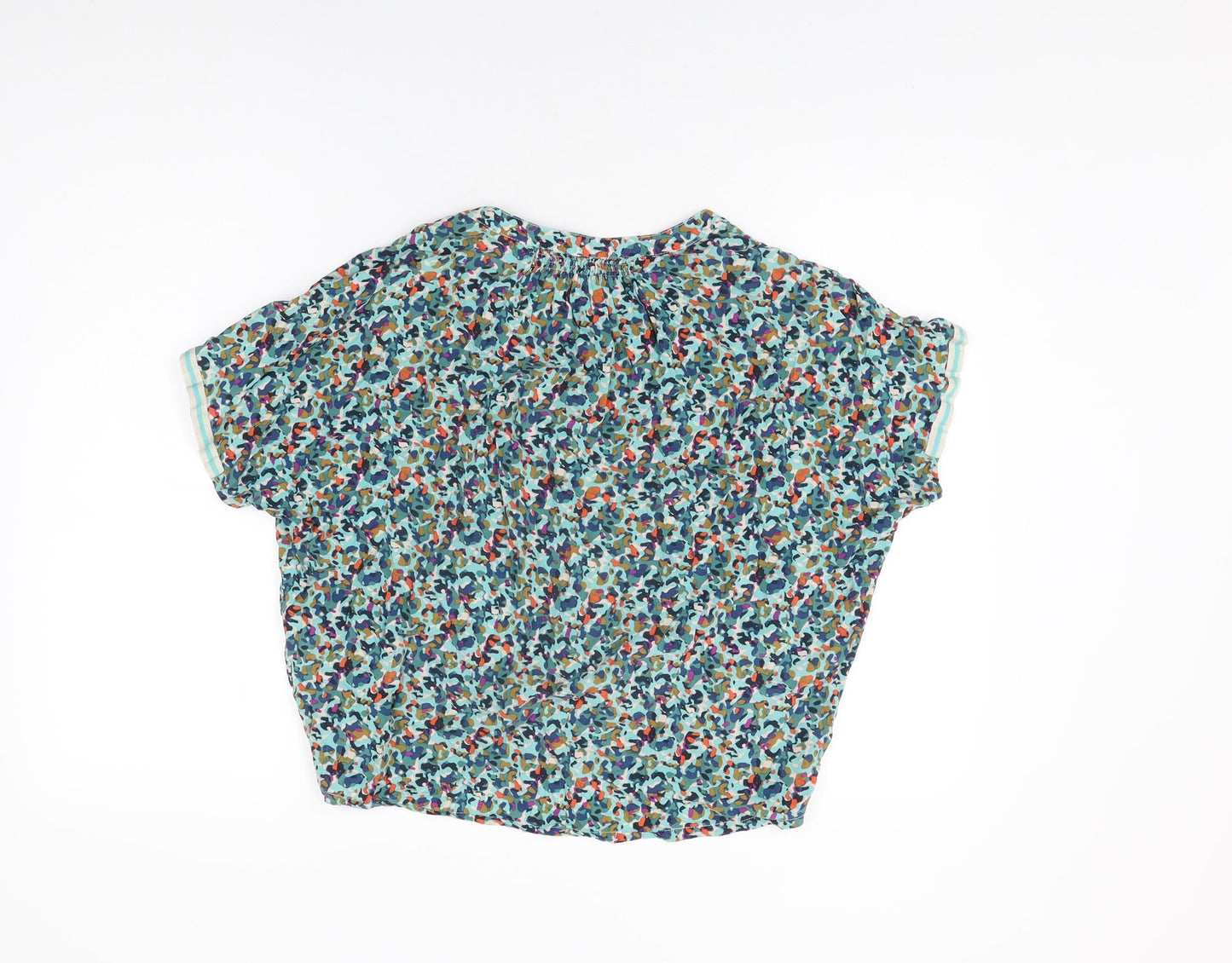 Miss Womens Multicoloured Geometric Viscose Basic T-Shirt Size 10 V-Neck