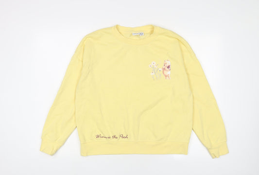 Disney Womens Yellow Cotton Pullover Sweatshirt Size S Pullover