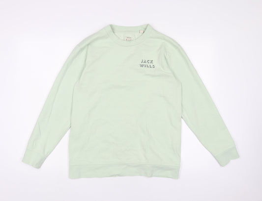 Jack Wills Womens Green Cotton Pullover Sweatshirt Size 12 Pullover