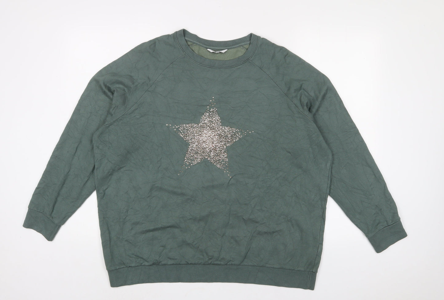 NEXT Womens Green Viscose Pullover Sweatshirt Size XL Pullover - Studded, Star