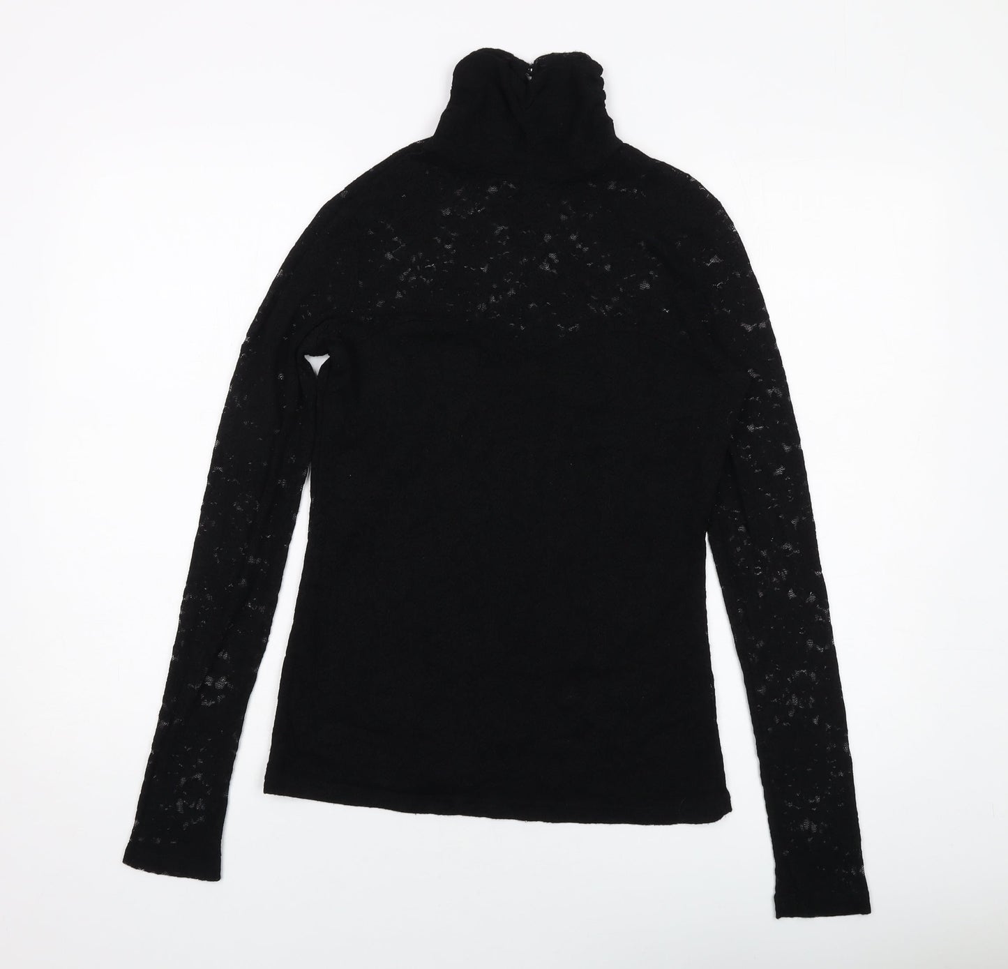 Pattyboutik Womens Black Polyester Basic Blouse Size L Mock Neck