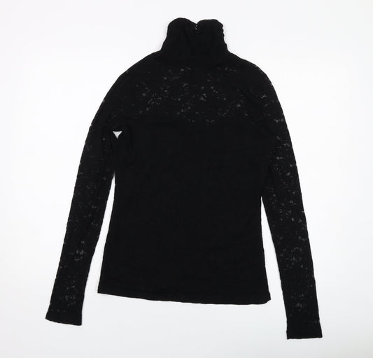 Pattyboutik Womens Black Polyester Basic Blouse Size L Mock Neck