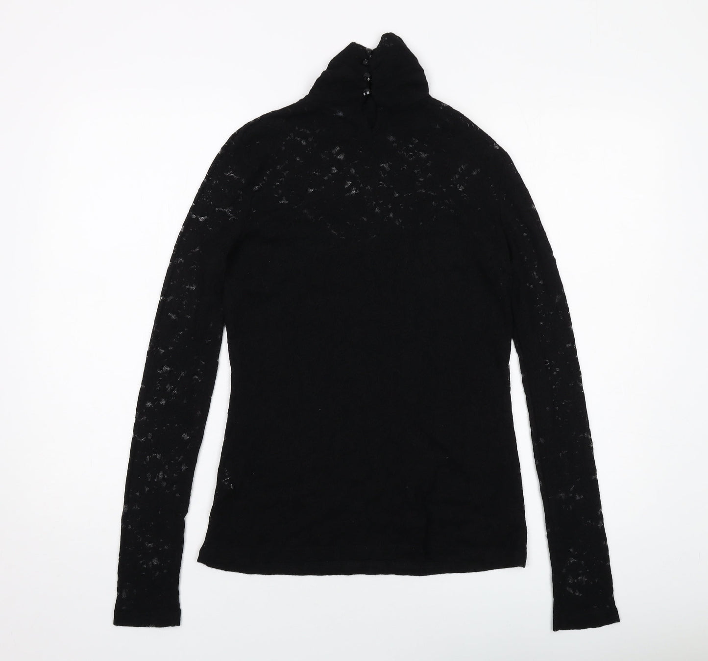 Pattyboutik Womens Black Polyester Basic Blouse Size L Mock Neck