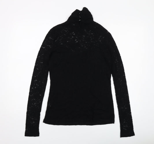 Pattyboutik Womens Black Polyester Basic Blouse Size L Mock Neck