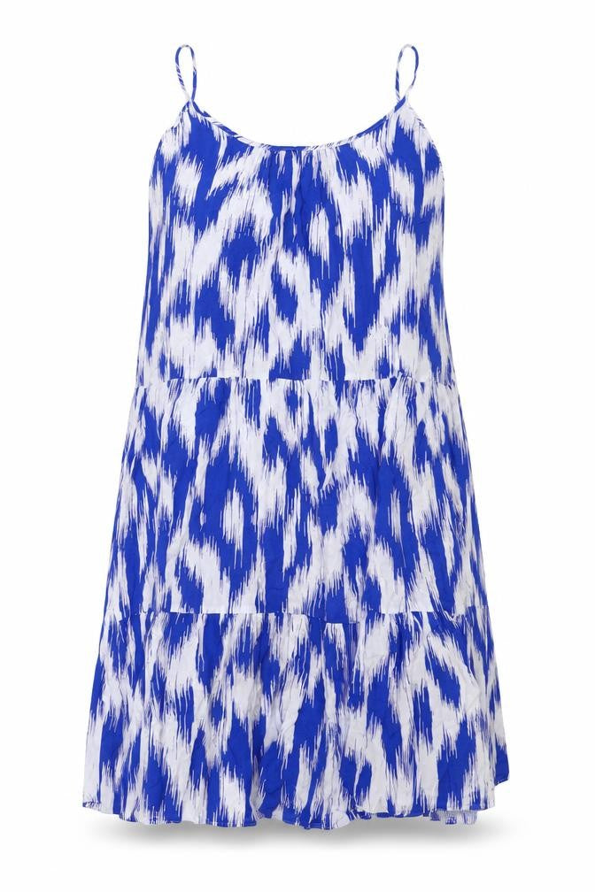 Marks and Spencer Womens Blue Geometric Viscose Tank Dress Size 12 Round Neck Pullover