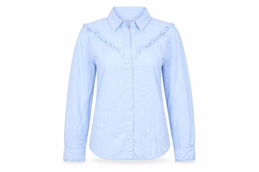 H&M Womens Blue Cotton Basic Button-Up Size 6 Collared