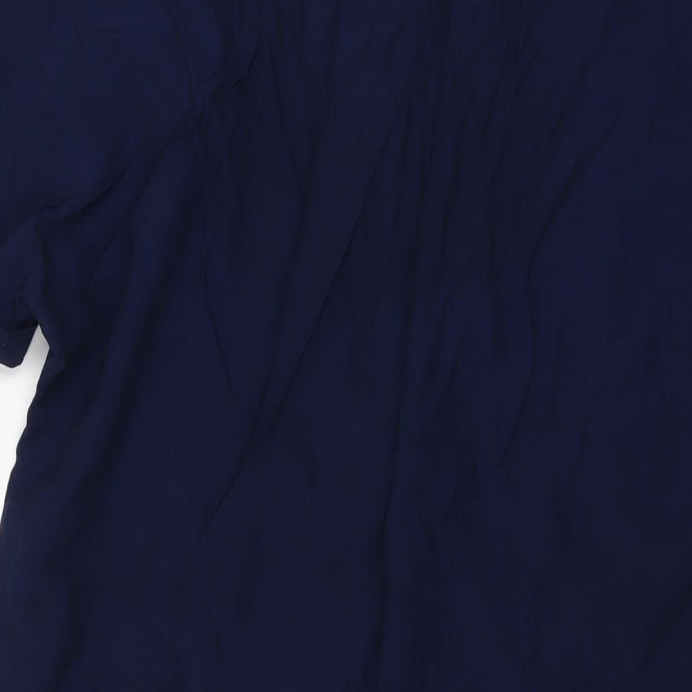 Marks and Spencer Womens Blue Viscose Basic Blouse Size 10 V-Neck