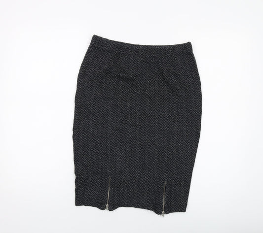 Masai Womens Grey Herringbone Cotton Straight & Pencil Skirt Size M
