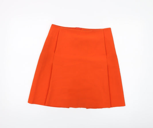 COS Womens Orange Polyester A-Line Skirt Size 8 Zip