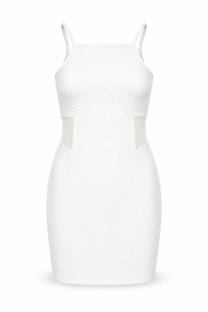 Miss Selfridge Womens White Polyester Mini Size 10 Square Neck Pullover