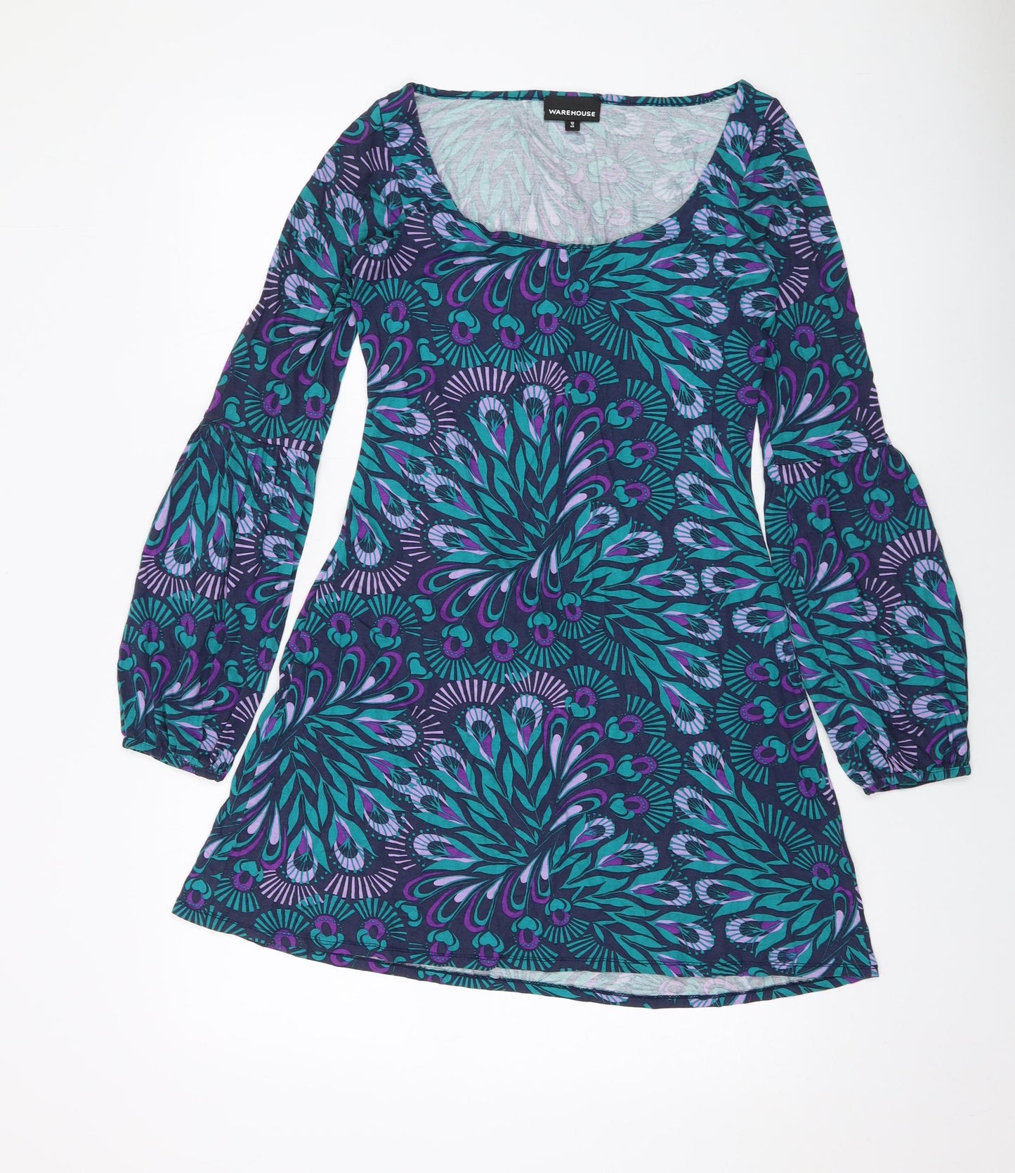 Monsoon Womens Multicoloured Geometric Viscose Mini Size 12 Round Neck Pullover