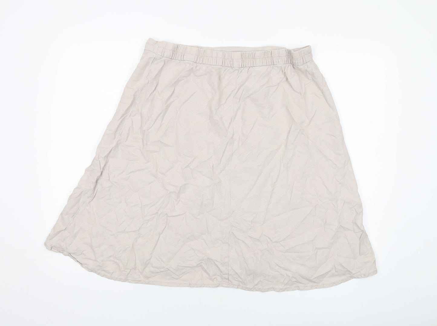 M&Co Womens Beige Linen Skater Skirt Size 16