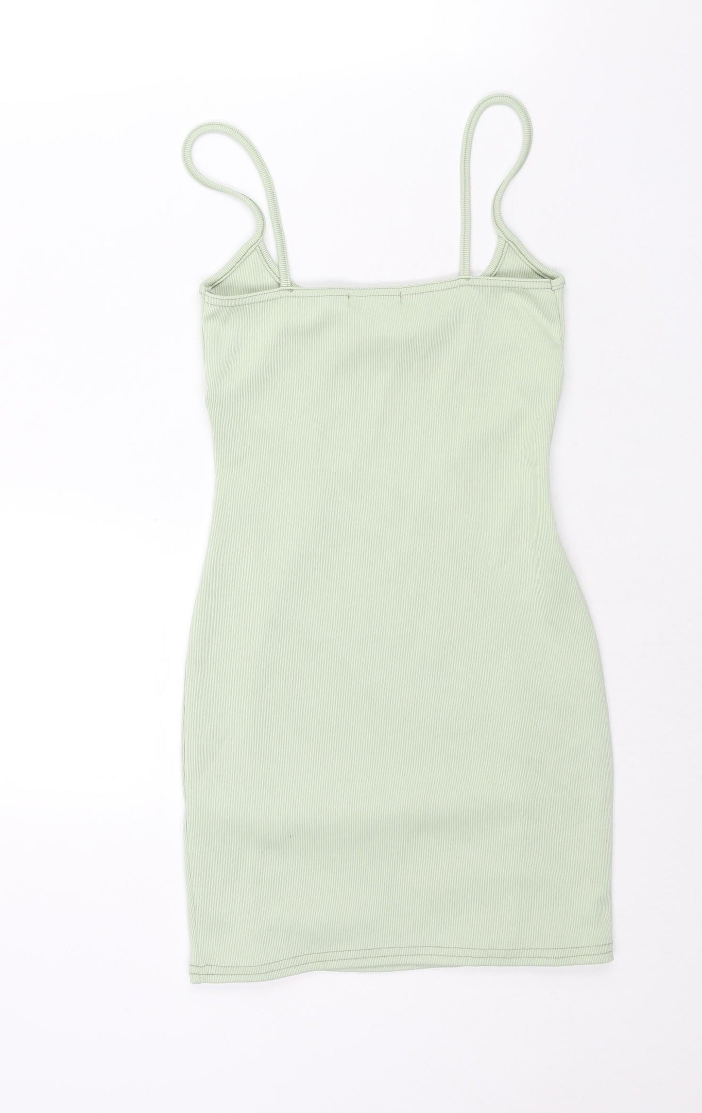 PRETTYLITTLETHING Womens Green Polyester Bodycon Size 8 Scoop Neck Pullover - Seam Detail