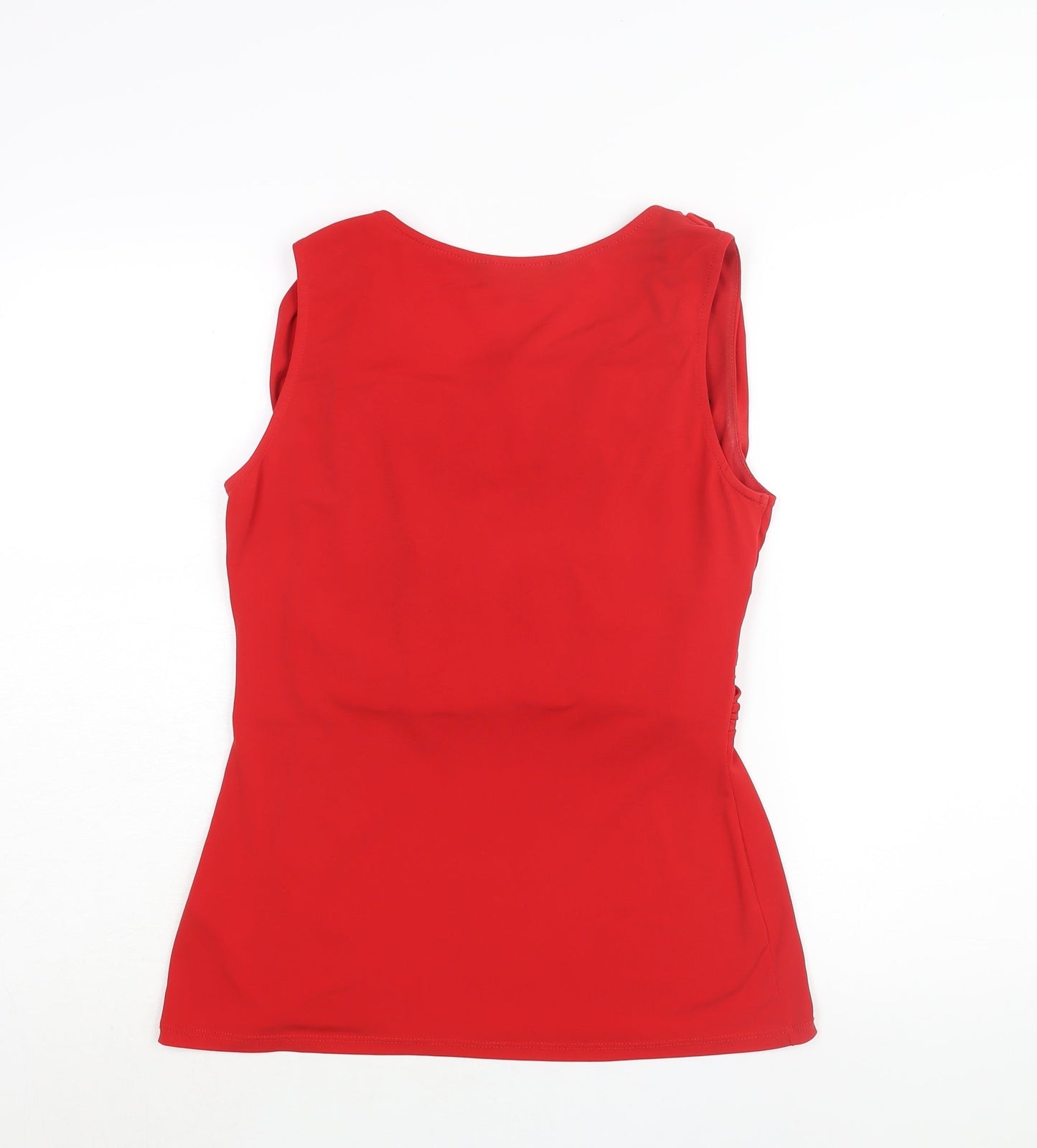 Julien Macdonald Womens Red Polyester Basic Blouse Size 14 Cowl Neck - Rouched Detail