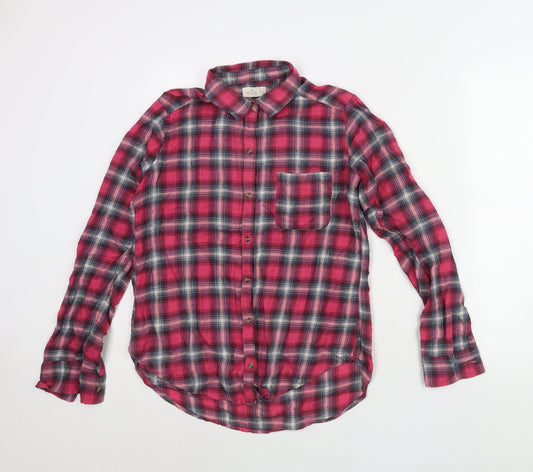 Hollister Womens Pink Check Cotton Basic Button-Up Size S Collared