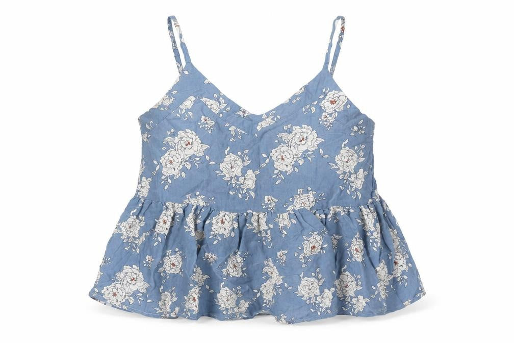 Glamorous Womens Blue Floral Polyester Camisole Blouse Size S Sweetheart - Flare