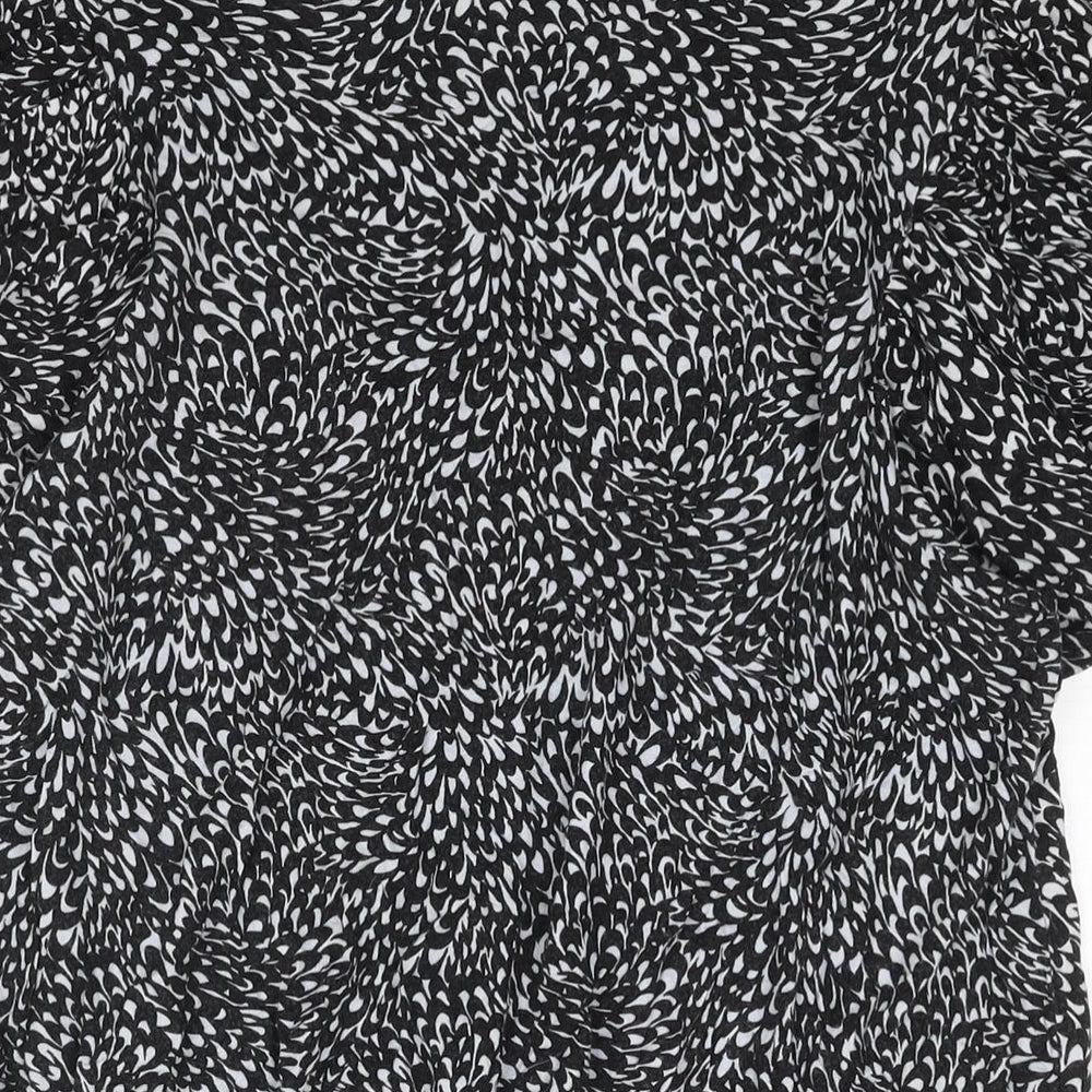 Dorothy Perkins Womens Black Geometric Viscose Basic Blouse Size 18 Round Neck