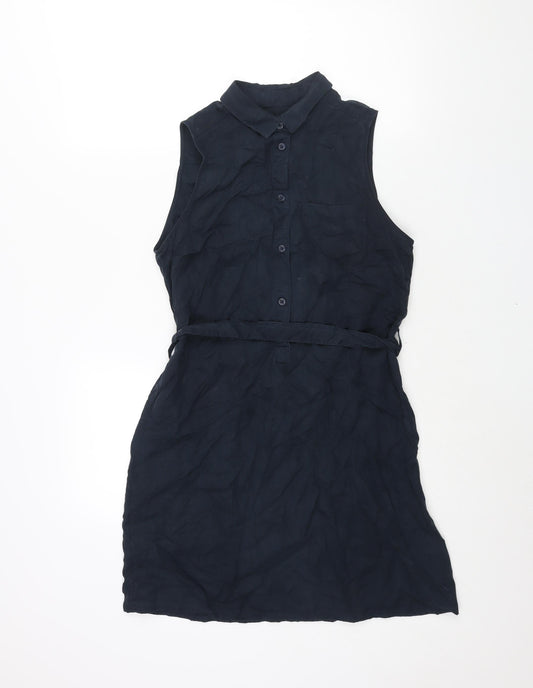 Jack Wills Womens Blue Lyocell Shirt Dress Size 10 Collared Button - Belted