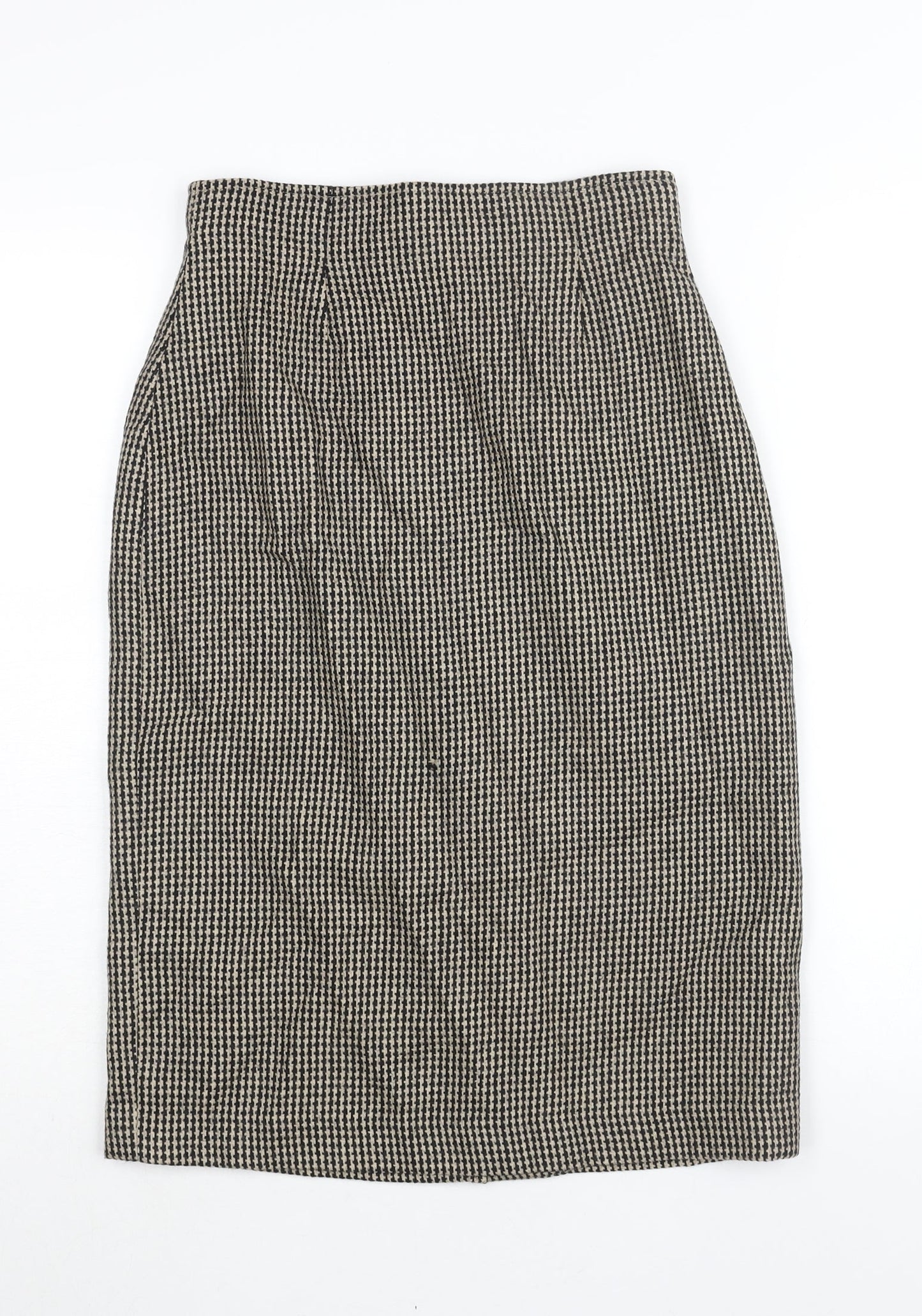 Max Mara Womens Black Check Wool Straight & Pencil Skirt Size 10 Zip
