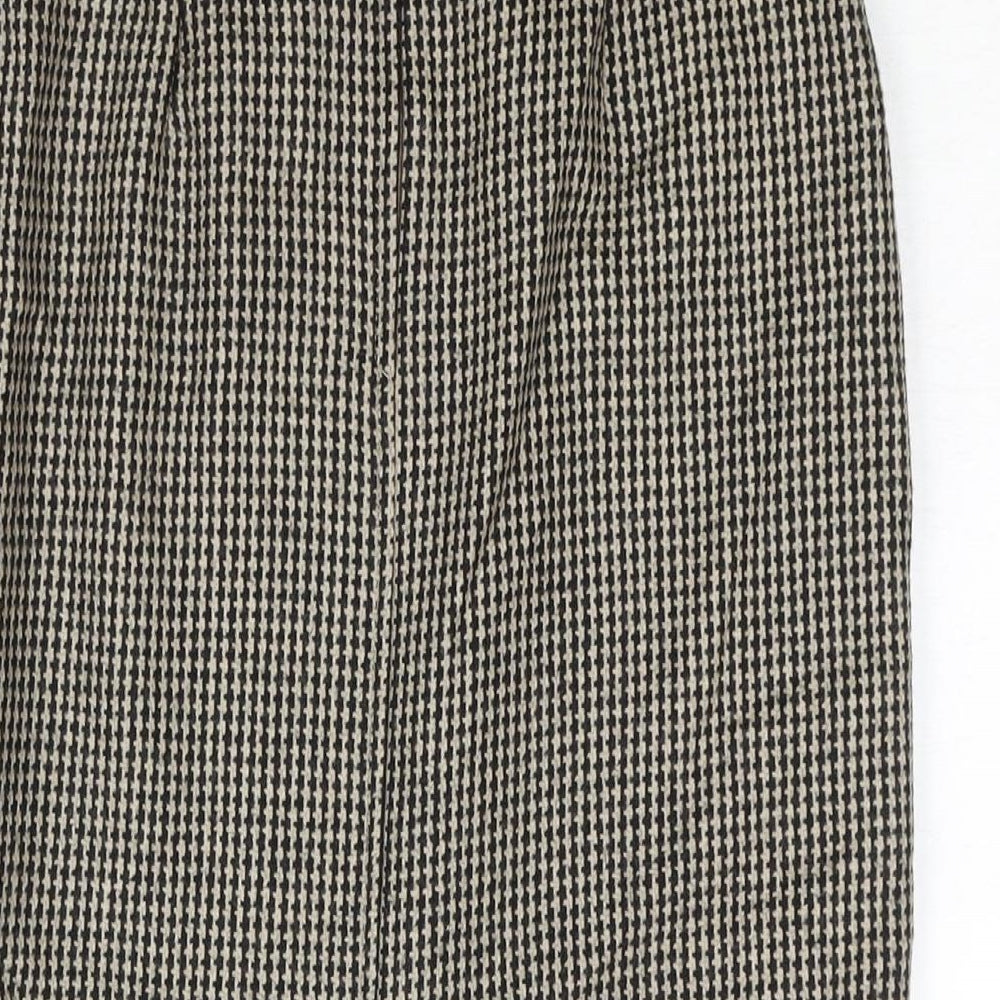 Max Mara Womens Black Check Wool Straight & Pencil Skirt Size 10 Zip