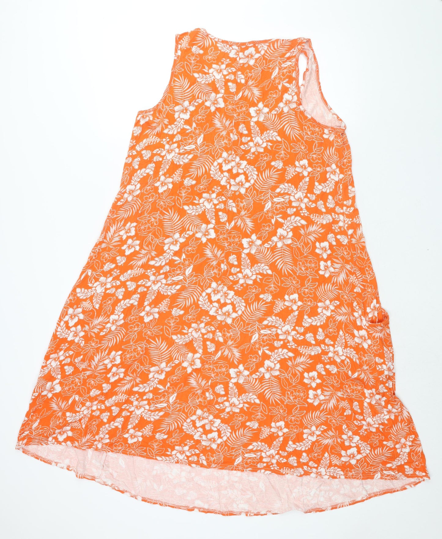 Yours Womens Orange Floral Viscose Shift Size 18 Scoop Neck Pullover