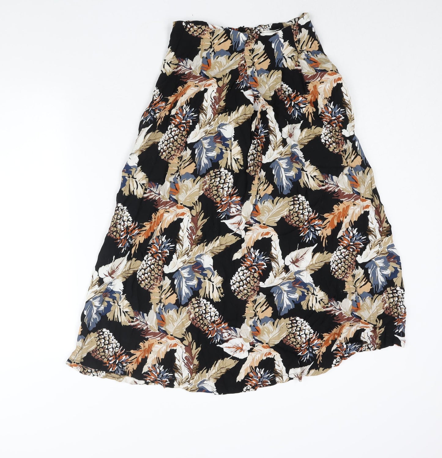 Sweewë Womens Multicoloured Geometric Viscose A-Line Skirt Size M Zip - Pineapple Flower Print