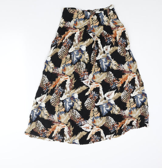 Sweewë Womens Multicoloured Geometric Viscose A-Line Skirt Size M Zip - Pineapple Flower Print
