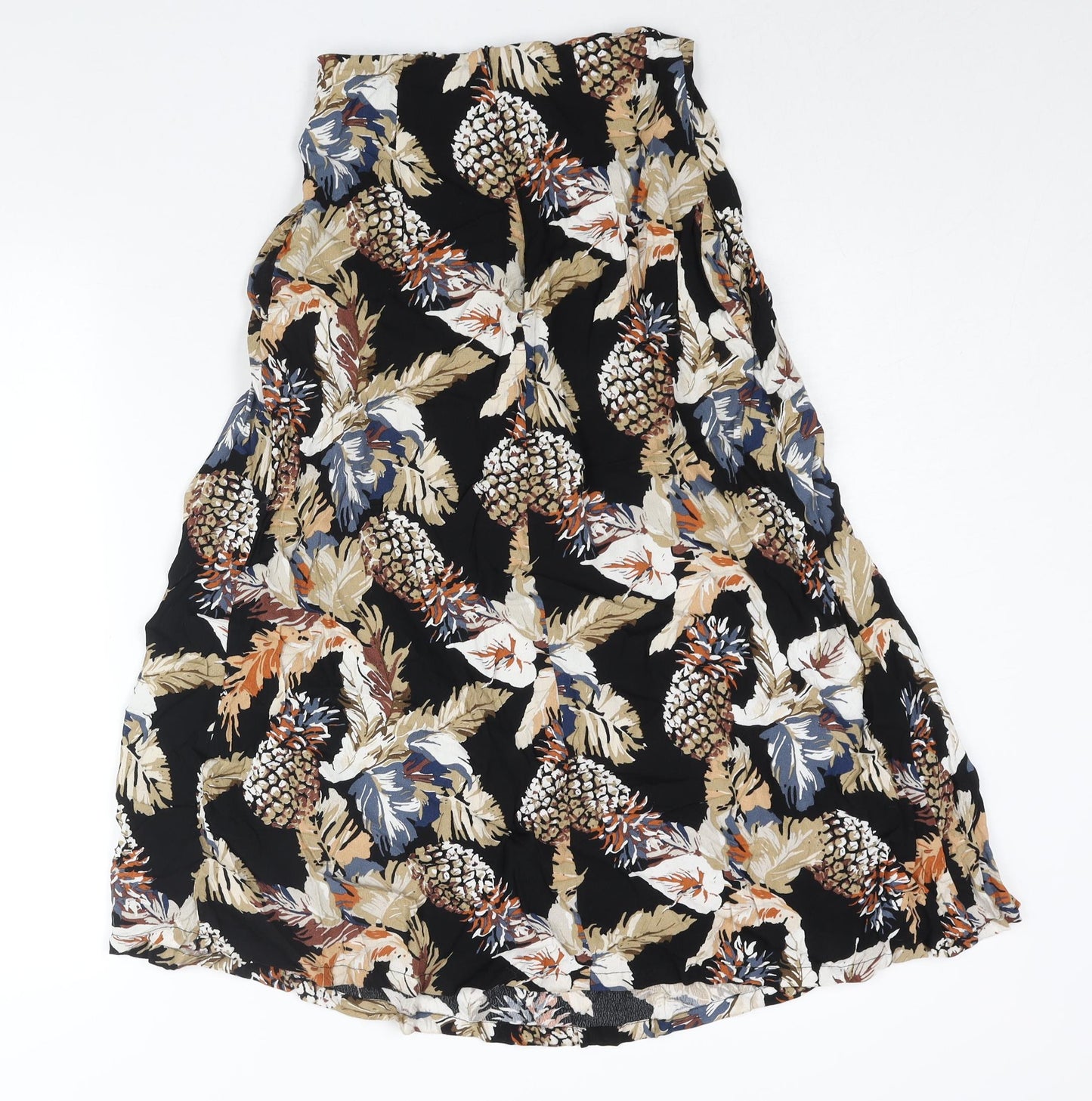 Sweewë Womens Multicoloured Geometric Viscose A-Line Skirt Size M Zip - Pineapple Flower Print