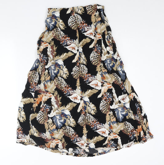 Sweewë Womens Multicoloured Geometric Viscose A-Line Skirt Size M Zip - Pineapple Flower Print