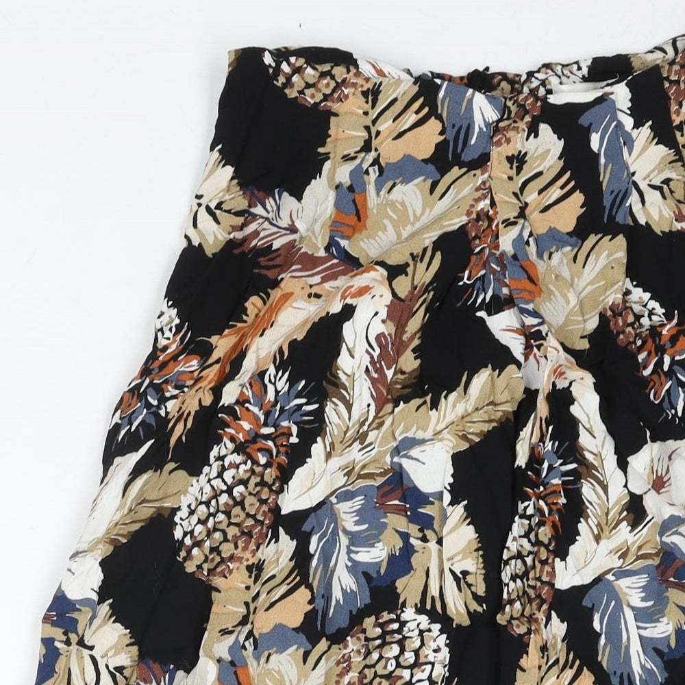 Sweewë Womens Multicoloured Geometric Viscose A-Line Skirt Size M Zip - Pineapple Flower Print