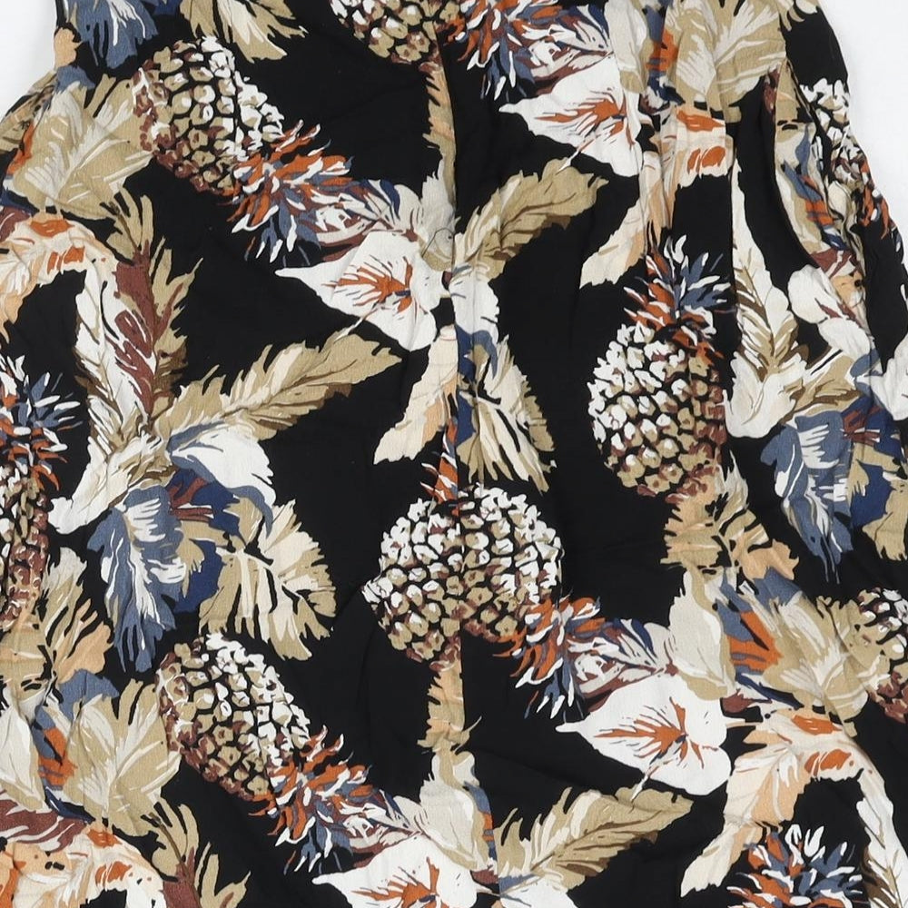 Sweewë Womens Multicoloured Geometric Viscose A-Line Skirt Size M Zip - Pineapple Flower Print