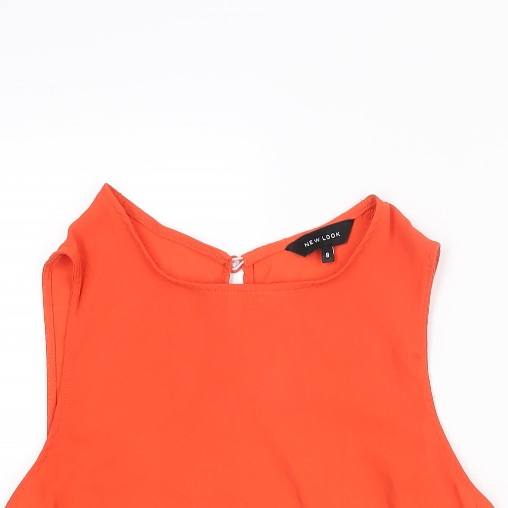 New Look Womens Red Polyester Camisole Blouse Size 8 Round Neck