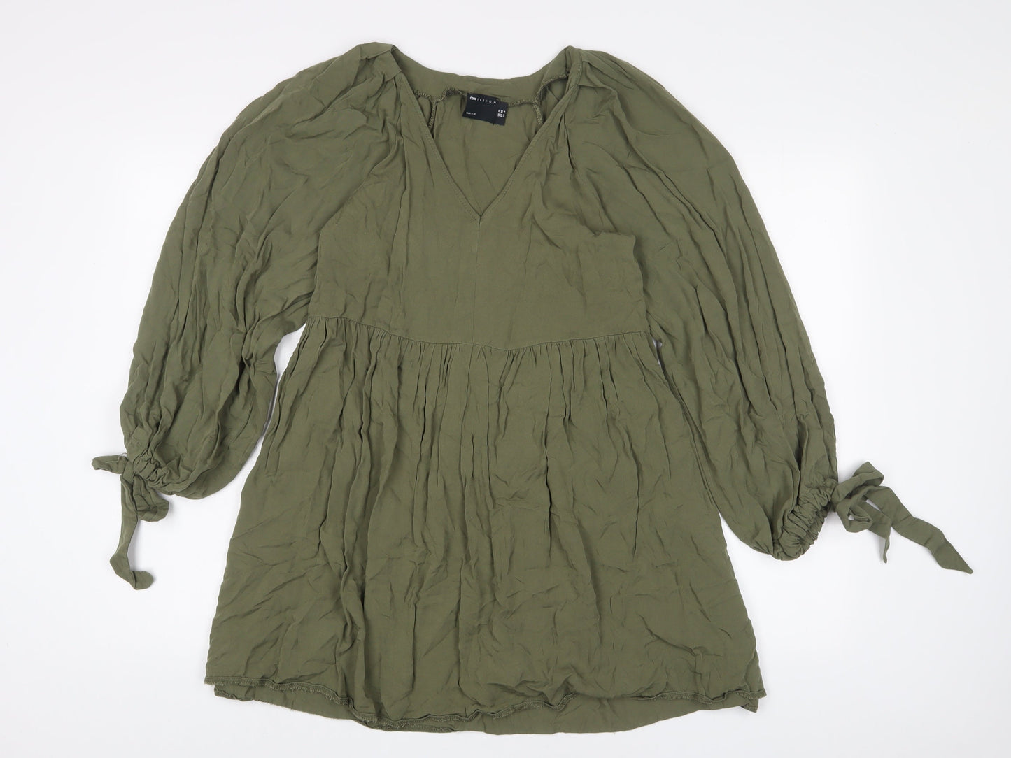 ASOS Womens Green Viscose A-Line Size 10 V-Neck Pullover
