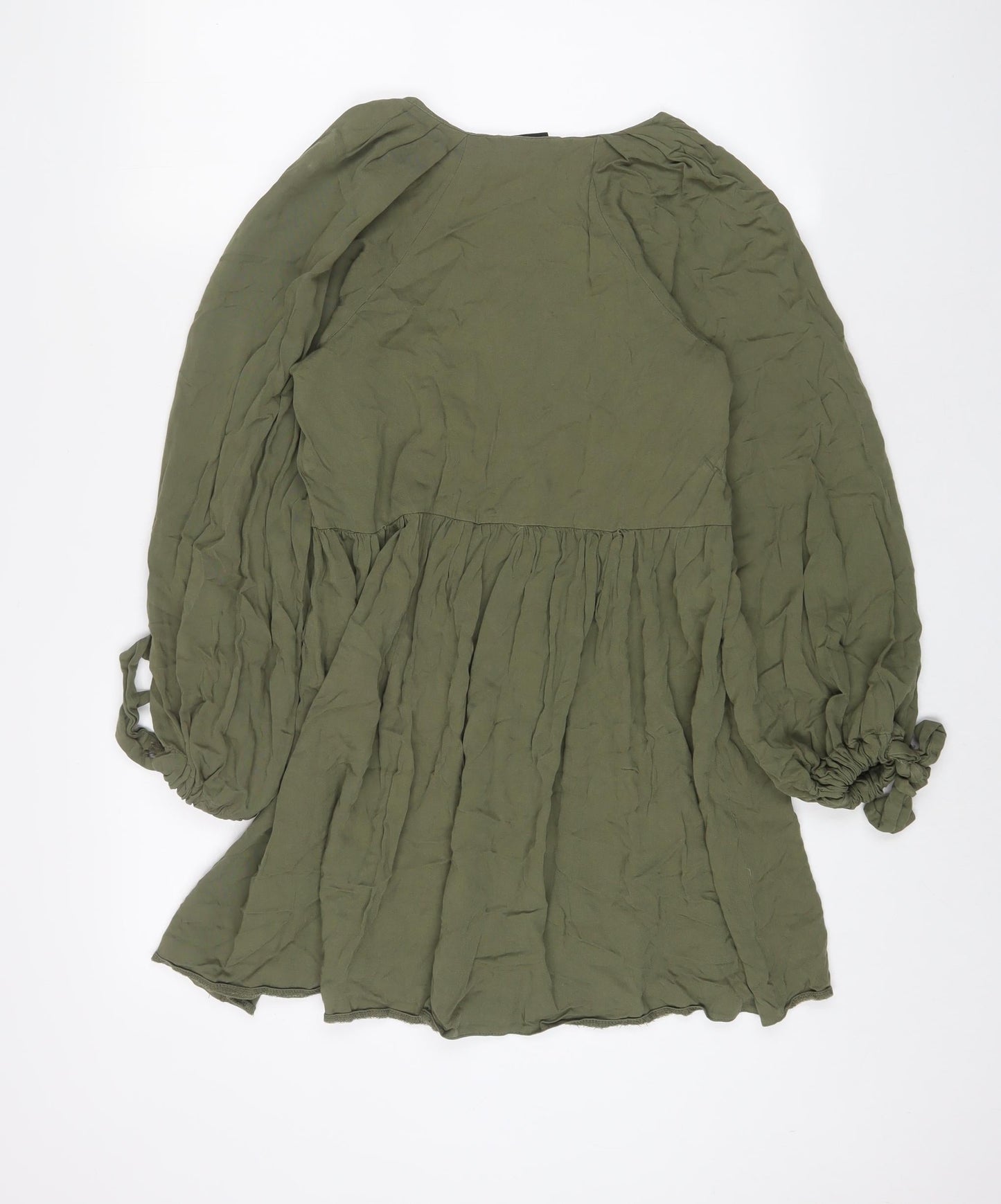 ASOS Womens Green Viscose A-Line Size 10 V-Neck Pullover