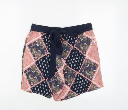 Body Flirt Womens Multicoloured Geometric Polyester Basic Shorts Size 10 L4 in Regular Tie