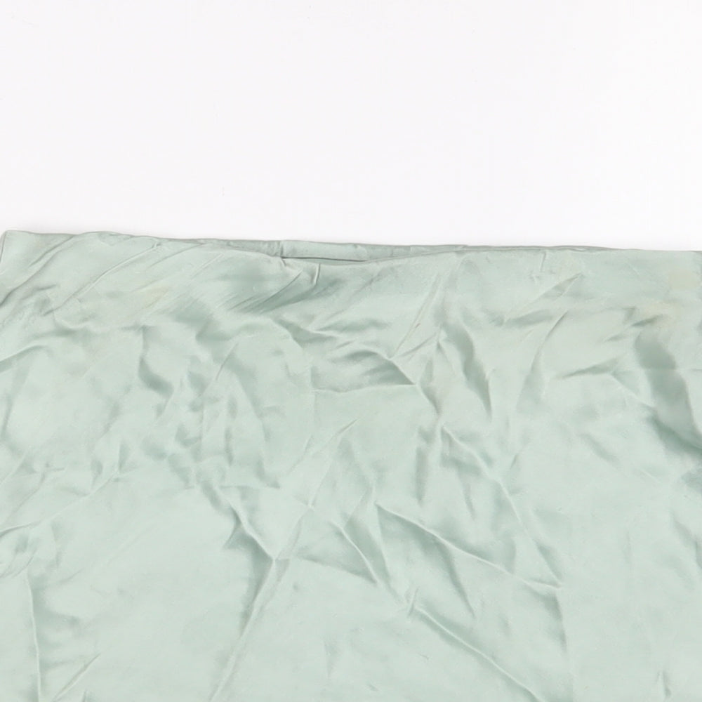 H&M Womens Green Polyester A-Line Skirt Size XS