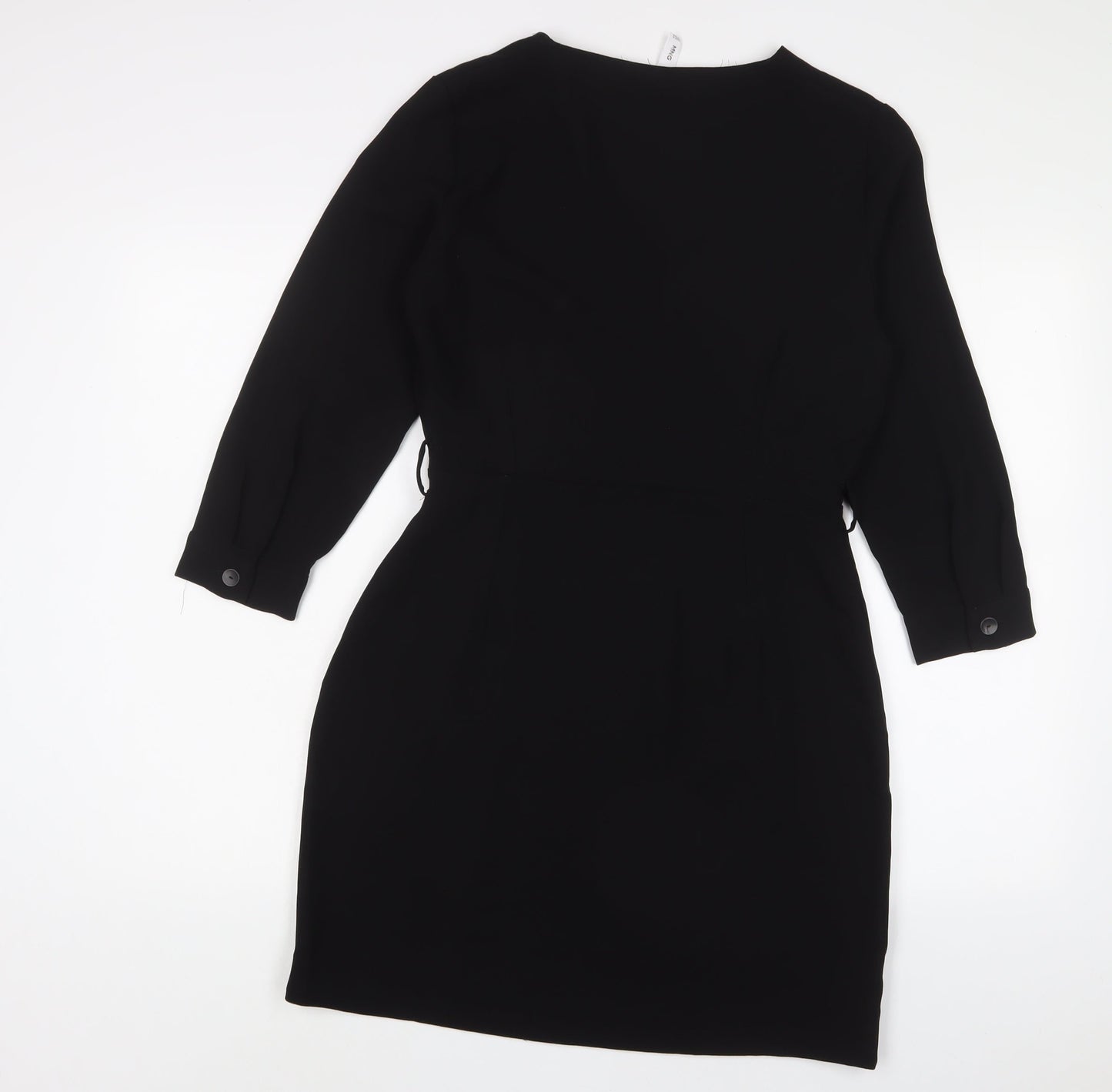 Mango Womens Black Polyester Sheath Size M V-Neck Zip