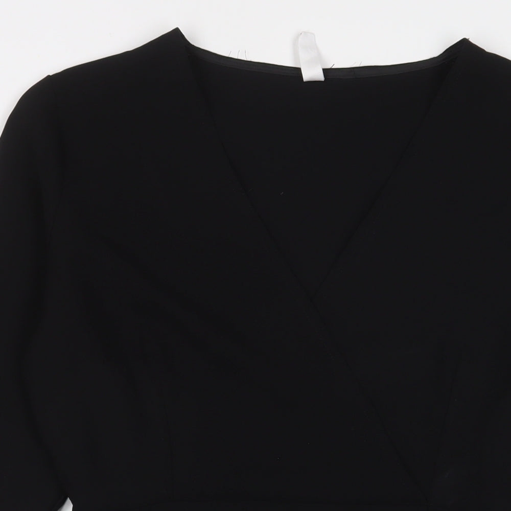 Mango Womens Black Polyester Sheath Size M V-Neck Zip