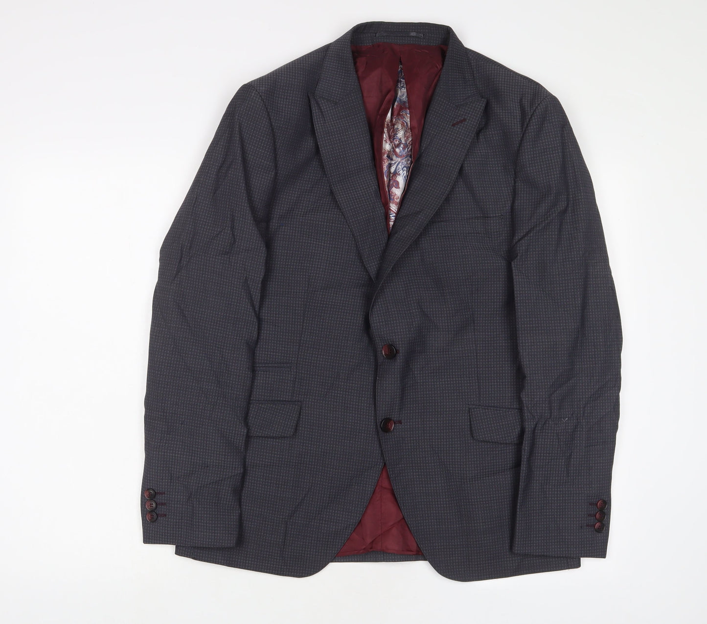 Benetti Mens Grey Wool Jacket Suit Jacket Size 40 Regular