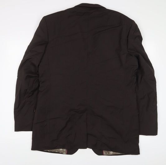 Limehaus Mens Brown Striped Polyester Jacket Suit Jacket Size 44 Regular