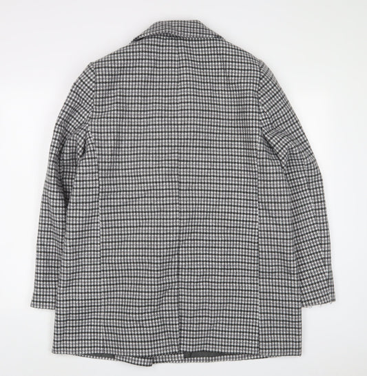 Marks and Spencer Womens Grey Plaid Overcoat Coat Size 16 Button