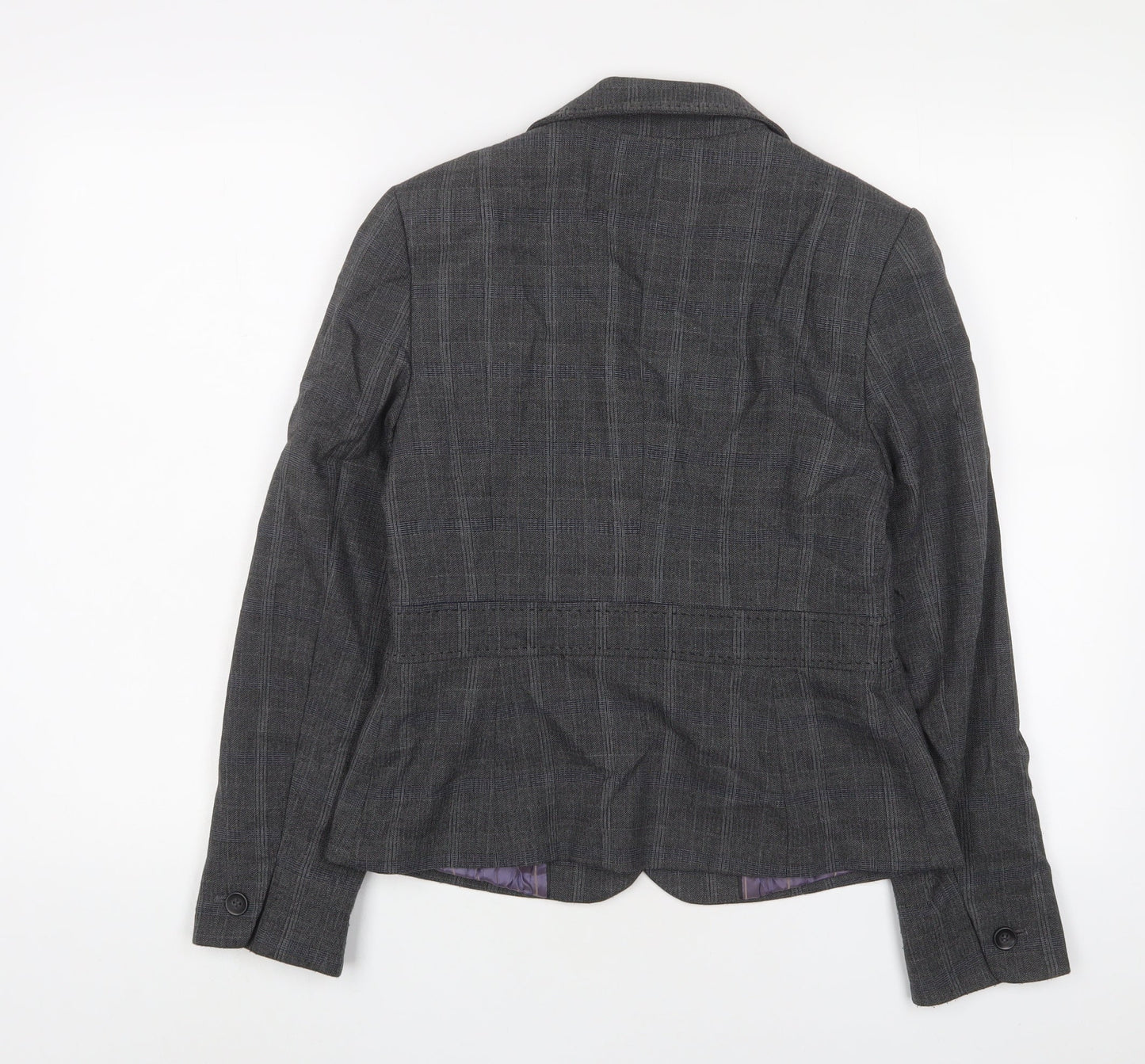 NEXT Womens Grey Plaid Jacket Blazer Size 10 Button