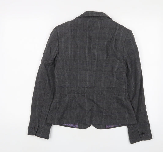 NEXT Womens Grey Plaid Jacket Blazer Size 10 Button
