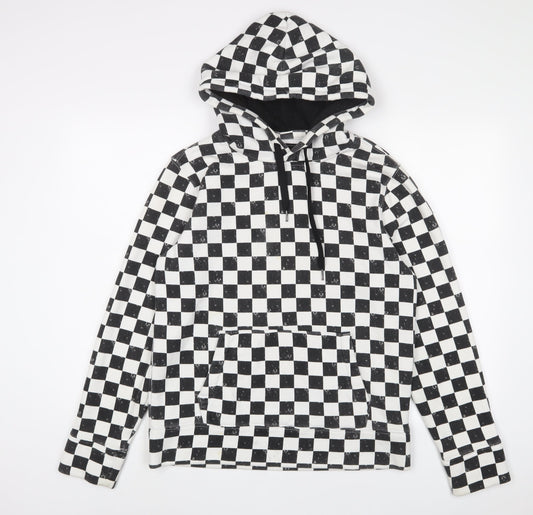 Hollister Mens White Check Cotton Pullover Hoodie Size S