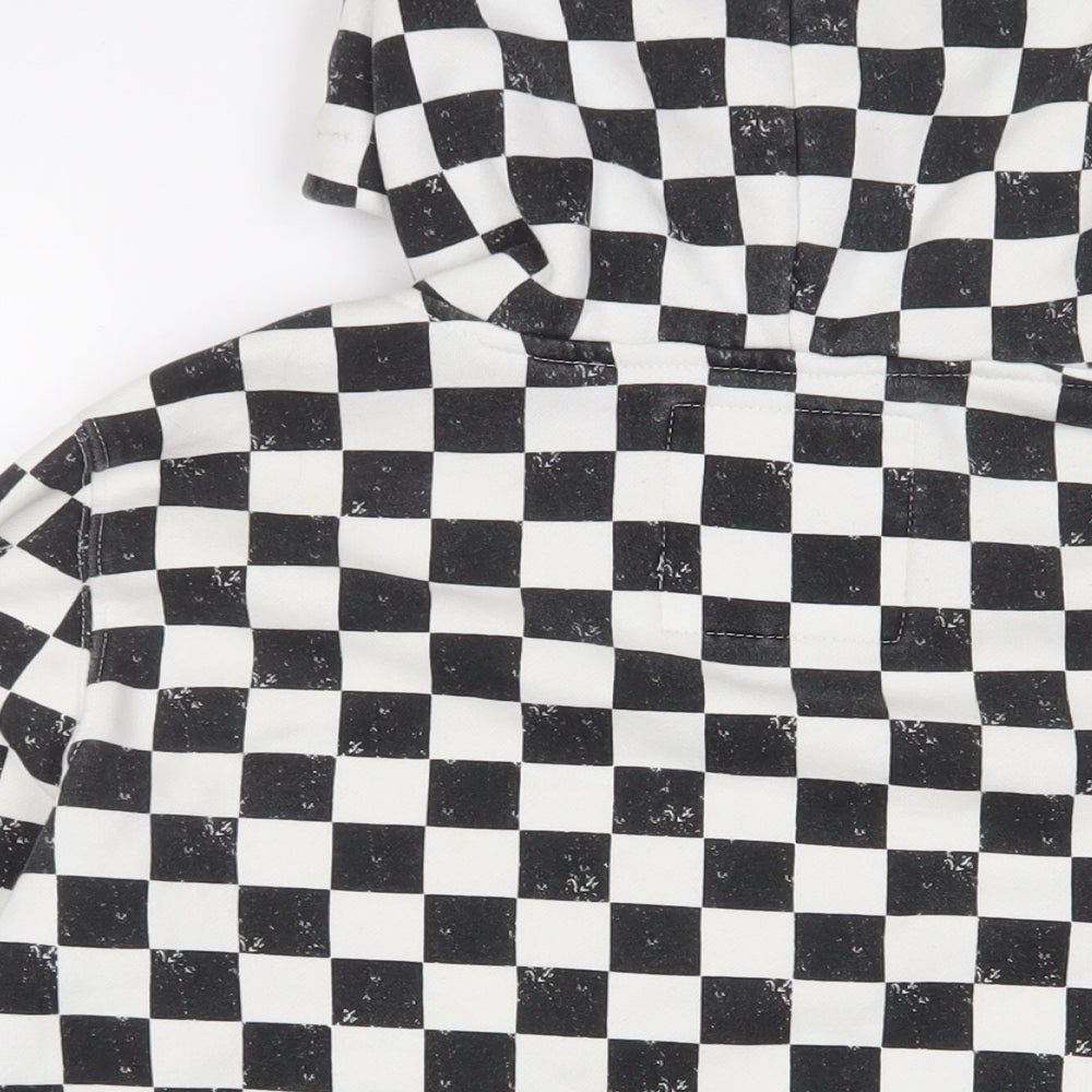 Hollister Mens White Check Cotton Pullover Hoodie Size S