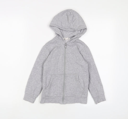 H&M Girls Grey Cotton Full Zip Hoodie Size 4-5 Years Zip