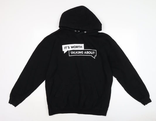 Just Hoods Mens Black Cotton Pullover Sweatshirt Size L