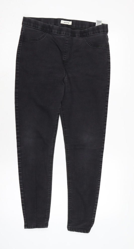 Marks and Spencer Womens Grey Cotton Blend Straight Jeans Size 14 L26 in Regular